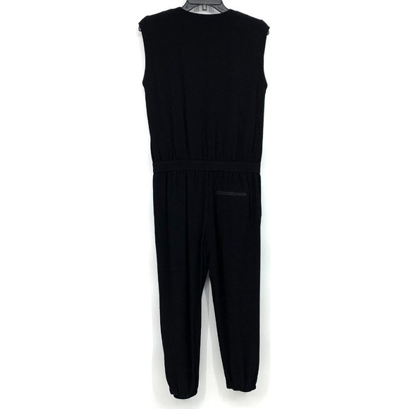 J.Crew Jumpsuit Black Asymmetrical Zip Sleeveless Crepe Jogger - Picture 12 of 14